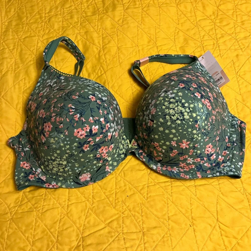 New With Tags Cacique Green Floral Intimates Set— Bra and Panties - Picture 2 of 8